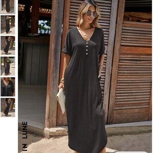 🌸SHEIN Solid Button Detail Dress🖤